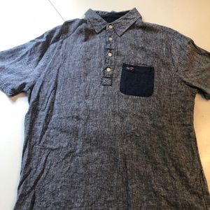 Boys linen chambray polo